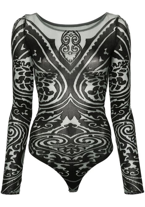 Body a fiori jacquard in nero Wolford x etro - donna